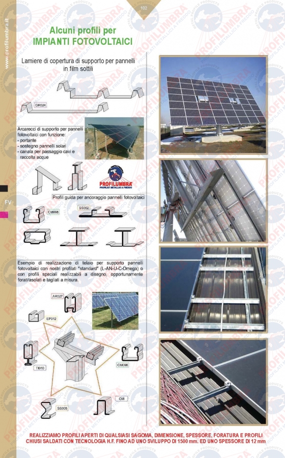 PROFILI VARI IMPIANTI FOTOVOLTAICI